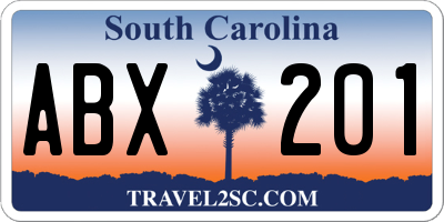 SC license plate ABX201
