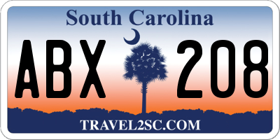 SC license plate ABX208
