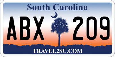 SC license plate ABX209