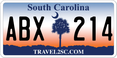 SC license plate ABX214
