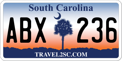 SC license plate ABX236