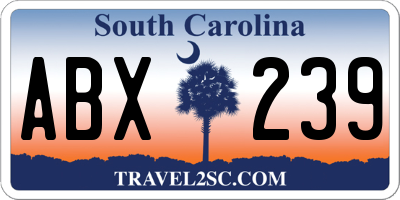 SC license plate ABX239