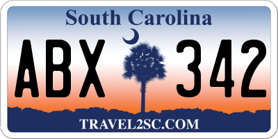 SC license plate ABX342