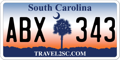 SC license plate ABX343