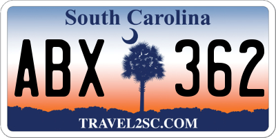 SC license plate ABX362