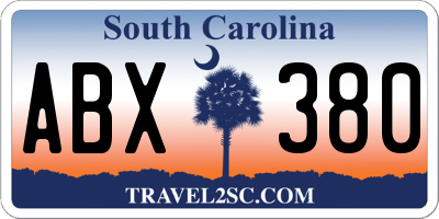 SC license plate ABX380