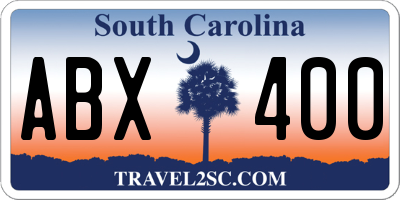 SC license plate ABX400