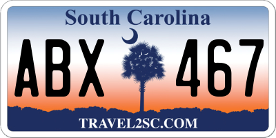 SC license plate ABX467