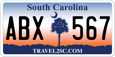 SC license plate ABX567