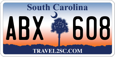 SC license plate ABX608