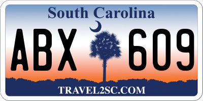 SC license plate ABX609
