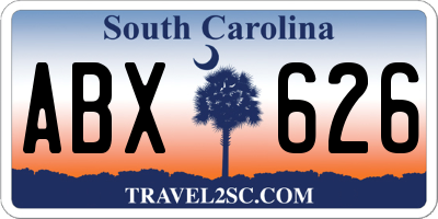 SC license plate ABX626