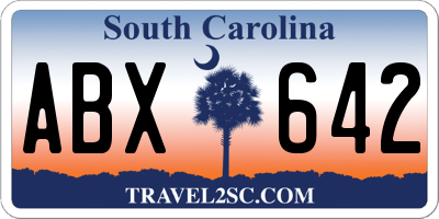 SC license plate ABX642