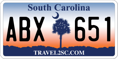 SC license plate ABX651