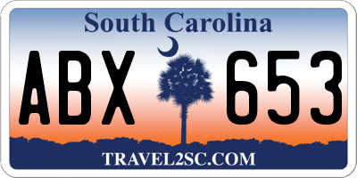 SC license plate ABX653