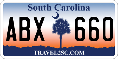 SC license plate ABX660