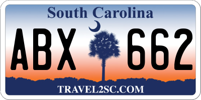 SC license plate ABX662