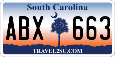 SC license plate ABX663