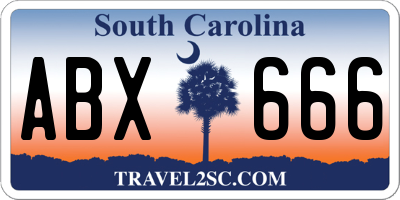SC license plate ABX666