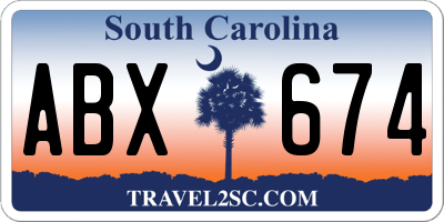 SC license plate ABX674