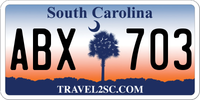 SC license plate ABX703