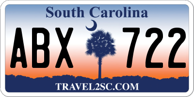 SC license plate ABX722