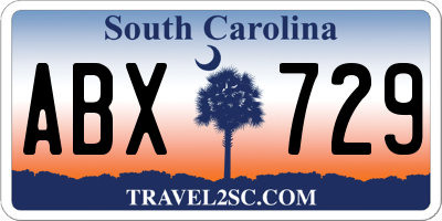 SC license plate ABX729