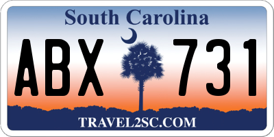 SC license plate ABX731