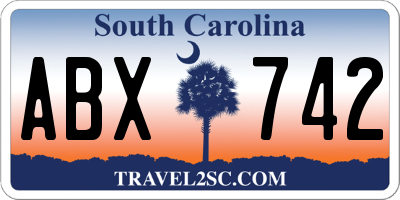 SC license plate ABX742