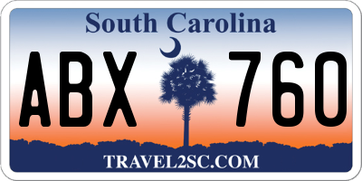 SC license plate ABX760