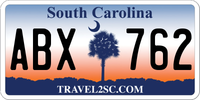 SC license plate ABX762