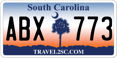 SC license plate ABX773