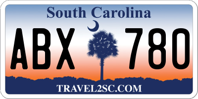 SC license plate ABX780