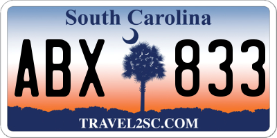SC license plate ABX833