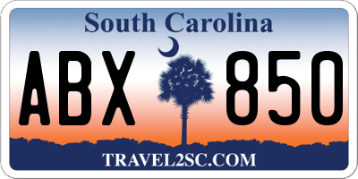 SC license plate ABX850