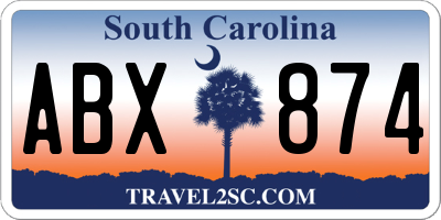 SC license plate ABX874