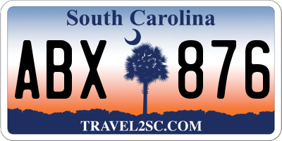 SC license plate ABX876