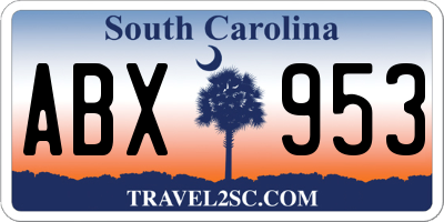 SC license plate ABX953