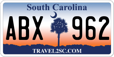 SC license plate ABX962