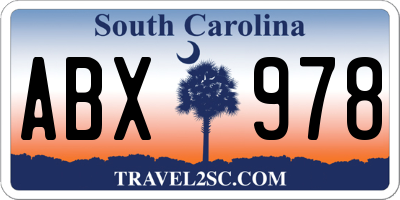 SC license plate ABX978