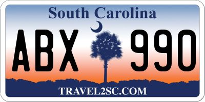 SC license plate ABX990