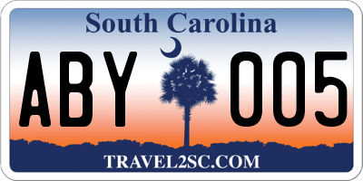 SC license plate ABY005