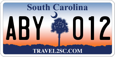SC license plate ABY012