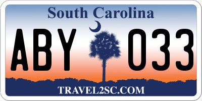 SC license plate ABY033