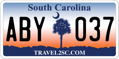 SC license plate ABY037