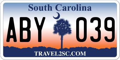 SC license plate ABY039
