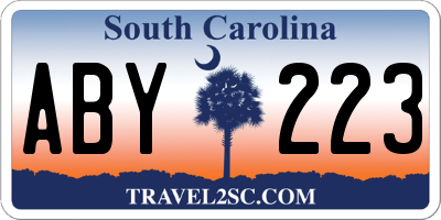 SC license plate ABY223