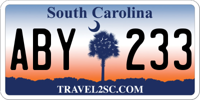 SC license plate ABY233