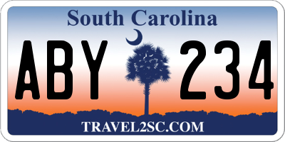 SC license plate ABY234