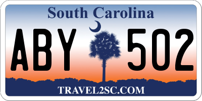 SC license plate ABY502